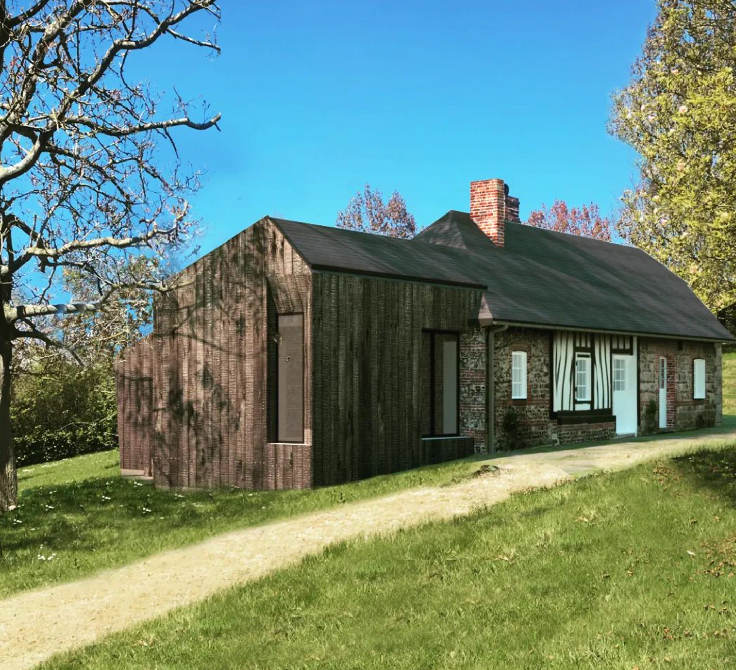 Construction d'une extension bois pour une maison normande près de Veules-les-Roses